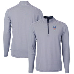 New York Mets Cutter & Buck Americana Logo Virtue Eco Pique Stripe Recycled Quarter-Zip Pullover Top - Navy - MLB Sale