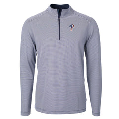 Philadelphia Phillies Cutter & Buck Americana Logo Virtue Eco Pique Stripe Recycled Quarter-Zip Pullover Top - Navy - MLB Sale