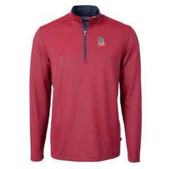 St. Louis Cardinals Cutter & Buck Americana Logo Virtue Eco Pique Stripe Recycled Quarter-Zip Pullover Top - Red - MLB on Sale