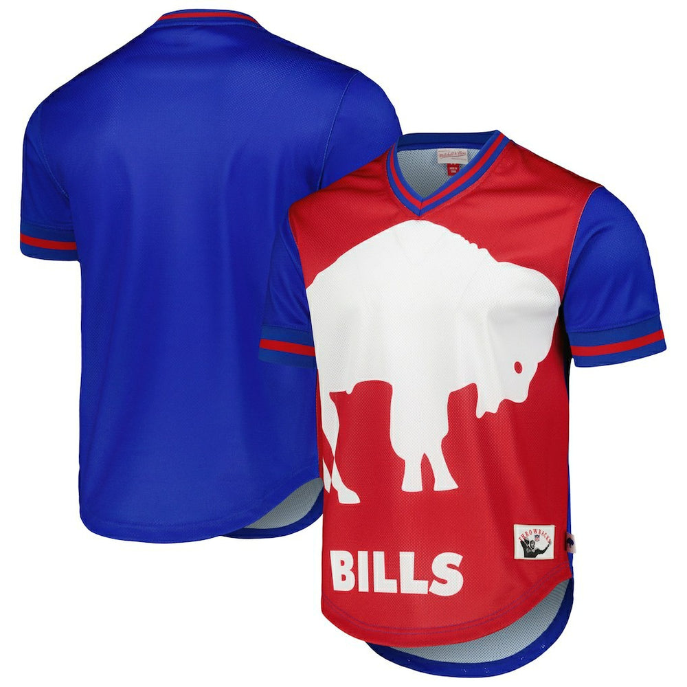 Mitchell & Ness Buffalo Bills Jumbotron 3.0 Mesh V-Neck T-Shirt Royal