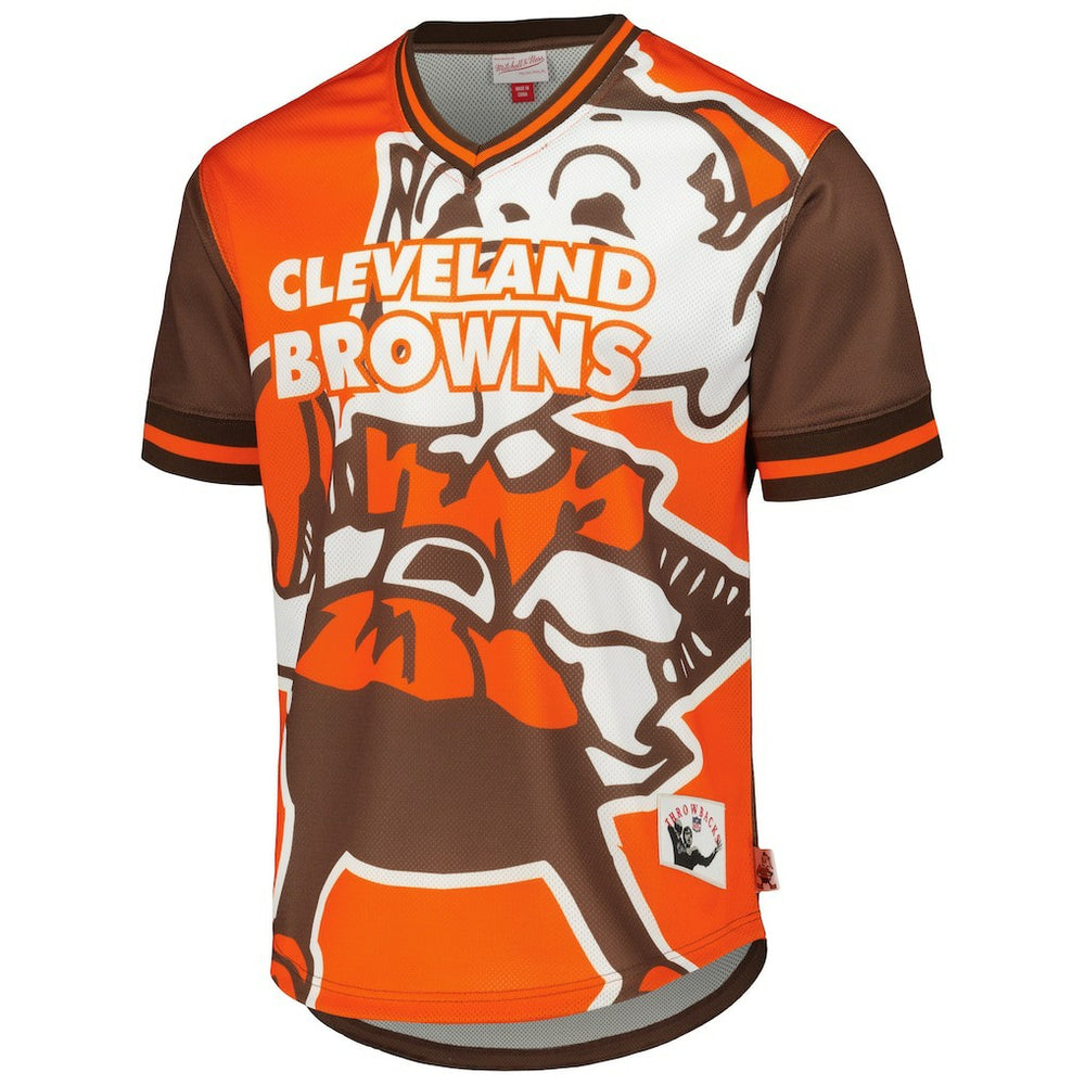 Mitchell & Ness Cleveland Browns Jumbotron 3.0 Mesh V-Neck T-Shirt Orange