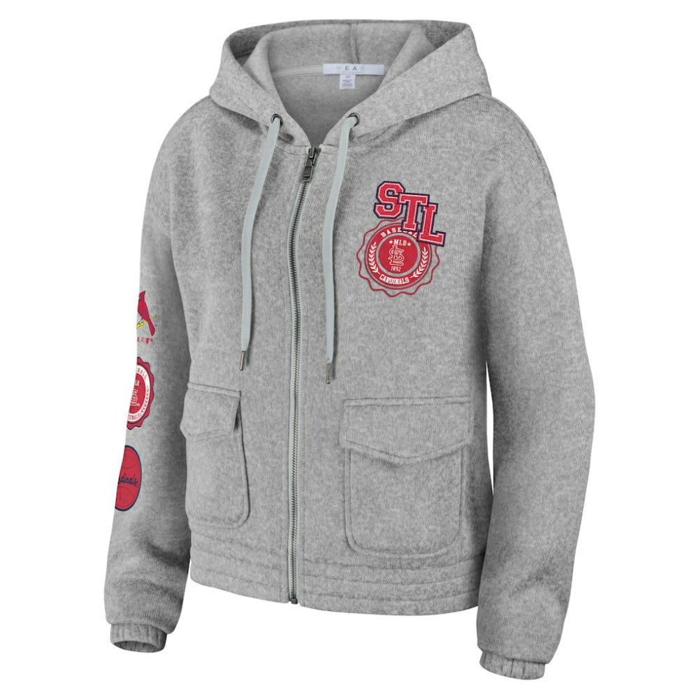 St. Louis Cardinals WEAR by Erin Andrews Women's Full-Zip Hoodie - Gray - MLB Online