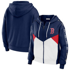 Boston Red Sox WEAR by Erin Andrews Women's  Color Block Full-Zip Hoodie - Navy/White - MLB on Sale