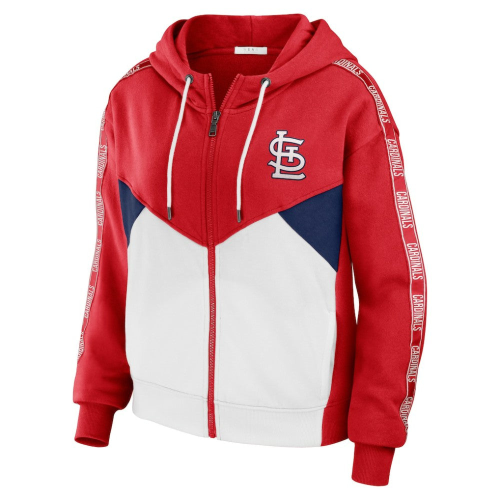 St. Louis Cardinals WEAR by Erin Andrews Women's  Color Block Full-Zip Hoodie - Red/White - MLB Discount