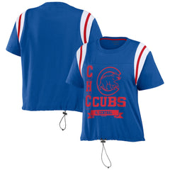Chicago Cubs WEAR by Erin Andrews Women's Cinched Colorblock T-Shirt - Royal - MLB Sale