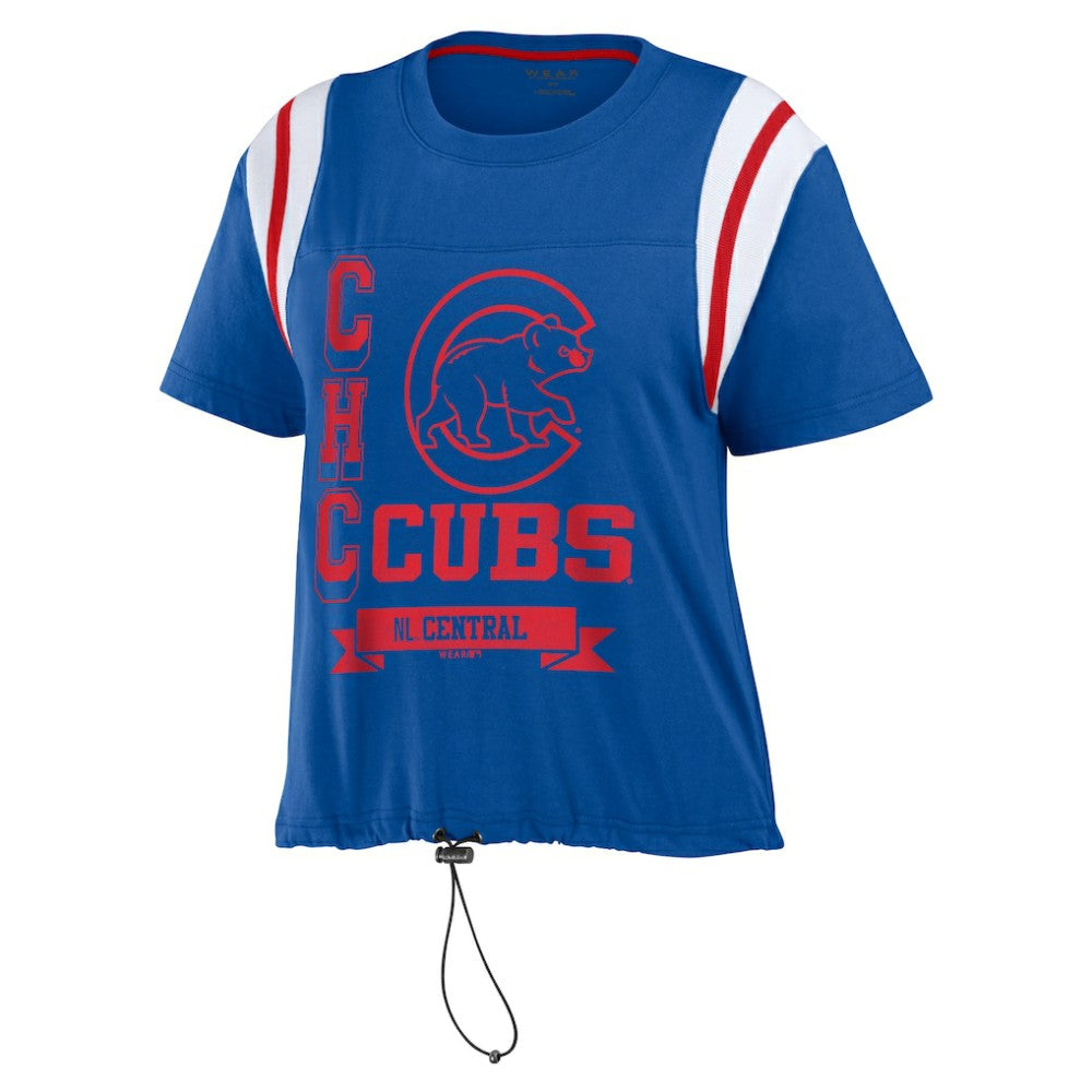 Chicago Cubs WEAR by Erin Andrews Women's Cinched Colorblock T-Shirt - Royal - MLB Sale