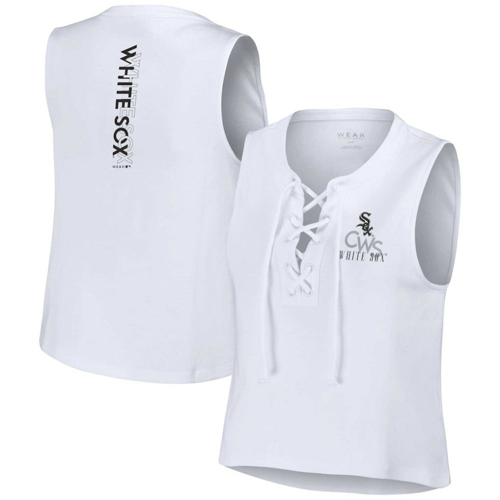 Chicago White Sox WEAR by Erin Andrews Women's Lace-Up Tank Top - White - MLB Sale