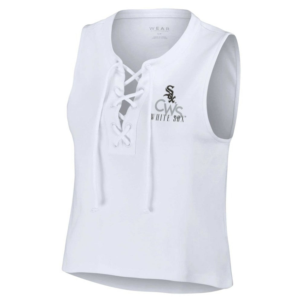 Chicago White Sox WEAR by Erin Andrews Women's Lace-Up Tank Top - White - MLB Sale