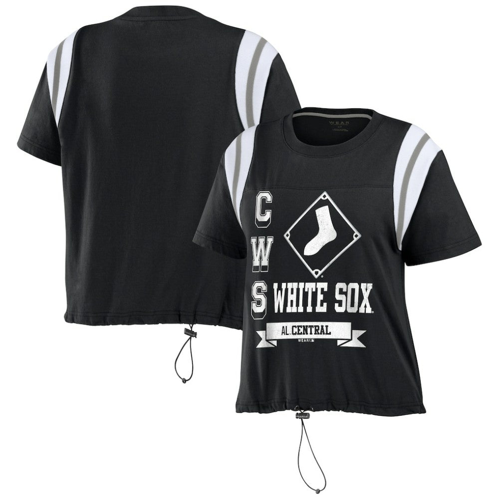 Chicago White Sox WEAR by Erin Andrews Women's Cinched Colorblock T-Shirt - Black - MLB Discount