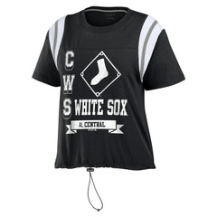 Chicago White Sox WEAR by Erin Andrews Women's Cinched Colorblock T-Shirt - Black - MLB Discount