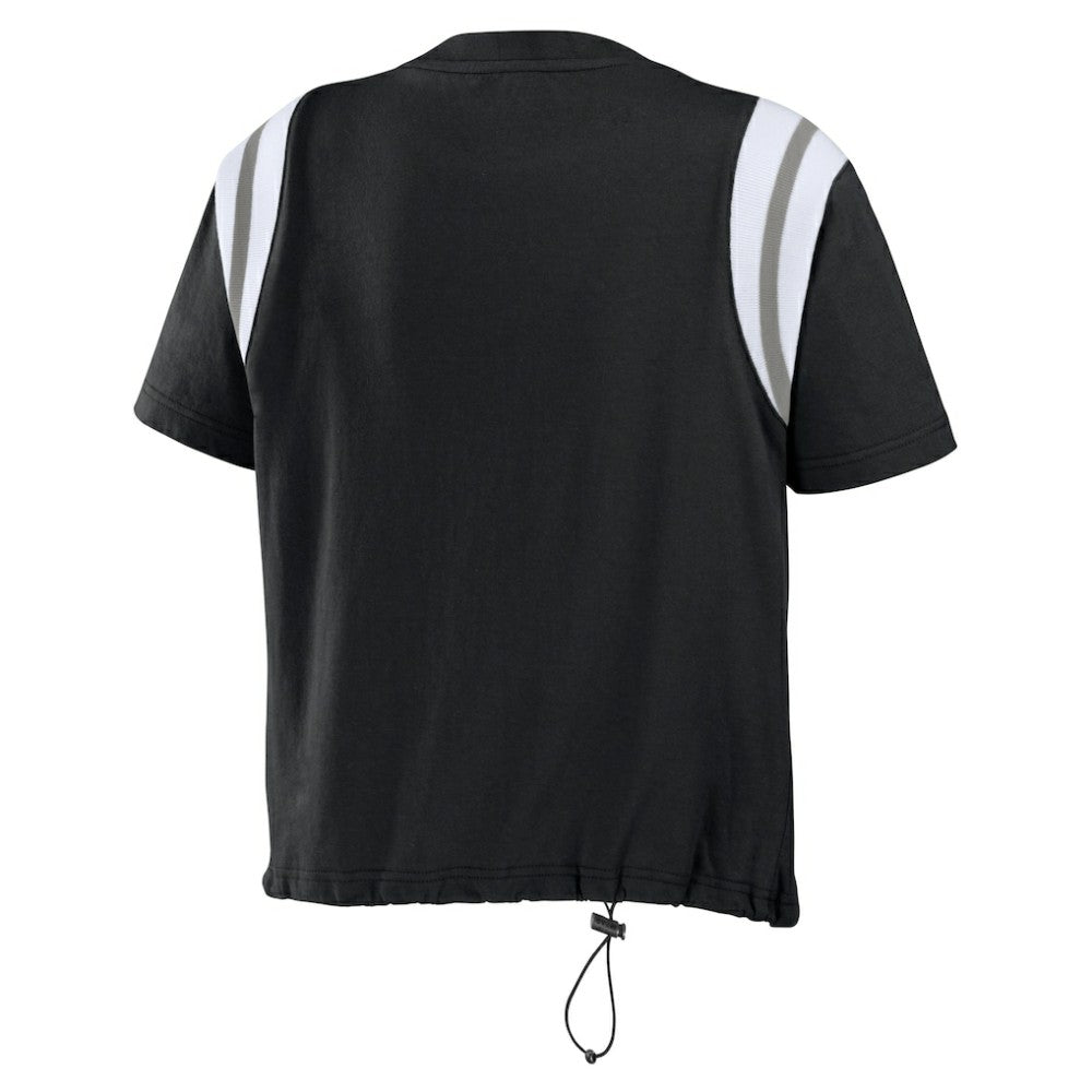 Chicago White Sox WEAR by Erin Andrews Women's Cinched Colorblock T-Shirt - Black - MLB Discount