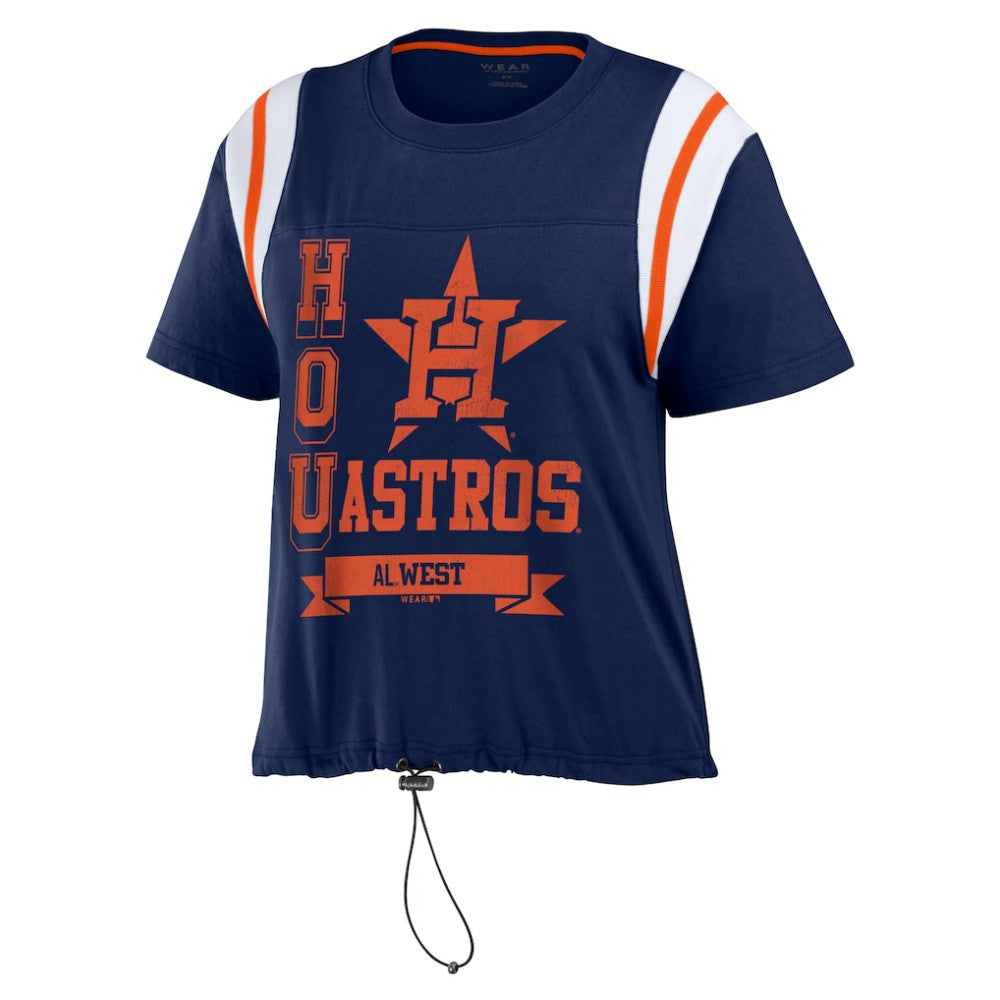 Houston Astros WEAR by Erin Andrews Women's Cinched Colorblock T-Shirt - Navy - MLB Discount