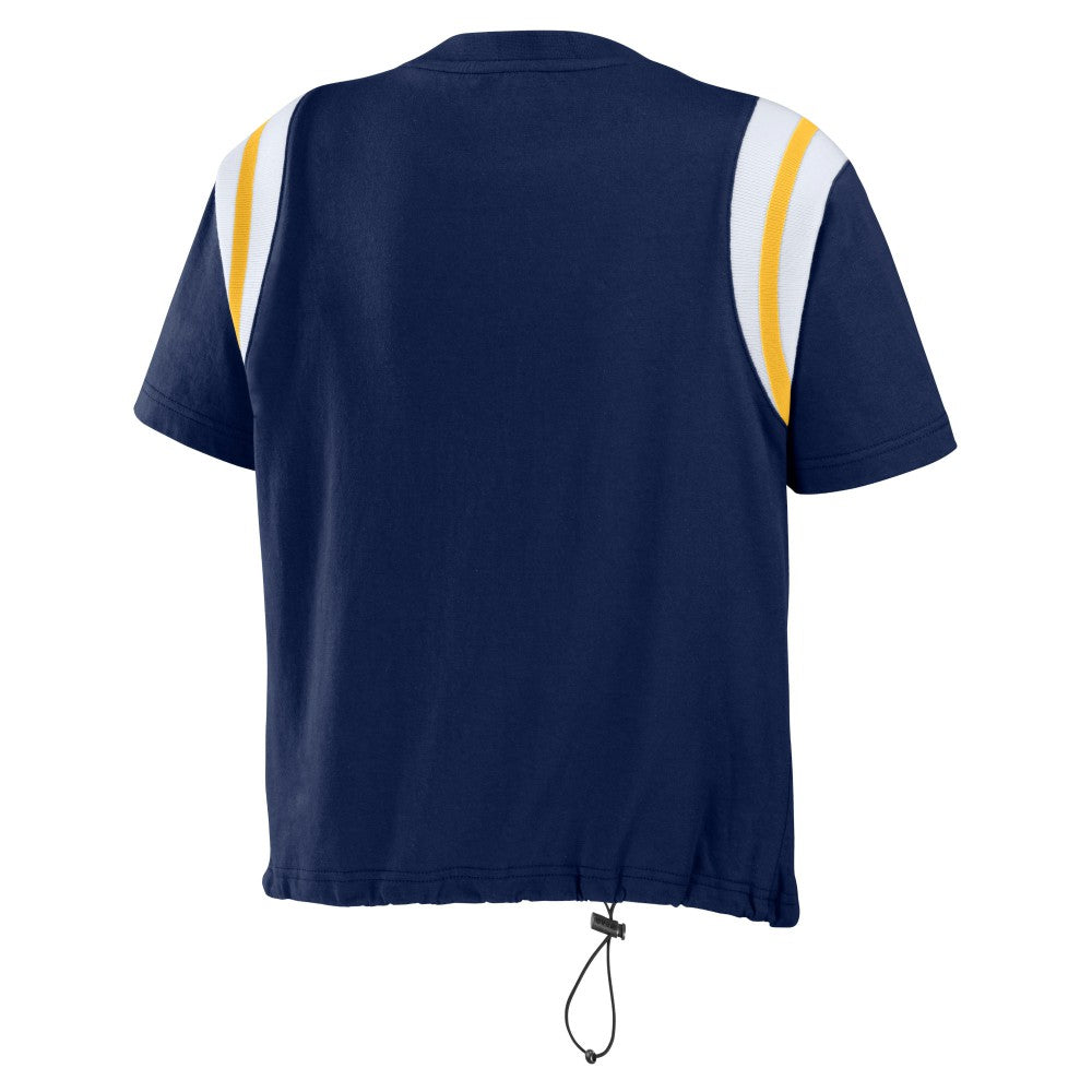 Milwaukee Brewers WEAR by Erin Andrews Women's Cinched Colorblock T-Shirt - Navy - MLB on Sale