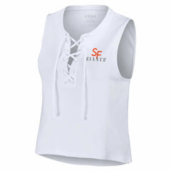 San Francisco Giants WEAR by Erin Andrews Women's Lace-Up Tank Top - White - MLB Online