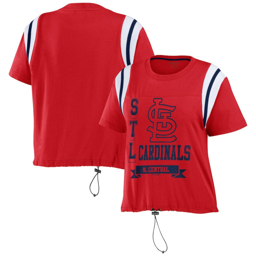 St. Louis Cardinals WEAR by Erin Andrews Women's Cinched Colorblock T-Shirt - Red - MLB Sale