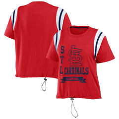 St. Louis Cardinals WEAR by Erin Andrews Women's Cinched Colorblock T-Shirt - Red - MLB Sale