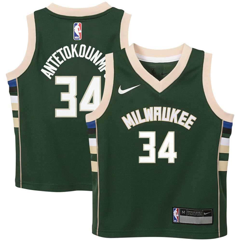 Giannis Antetokounmpo Milwaukee Bucks Preschool Swingman Player Jersey Icon Edition Hunter Green | Nike US