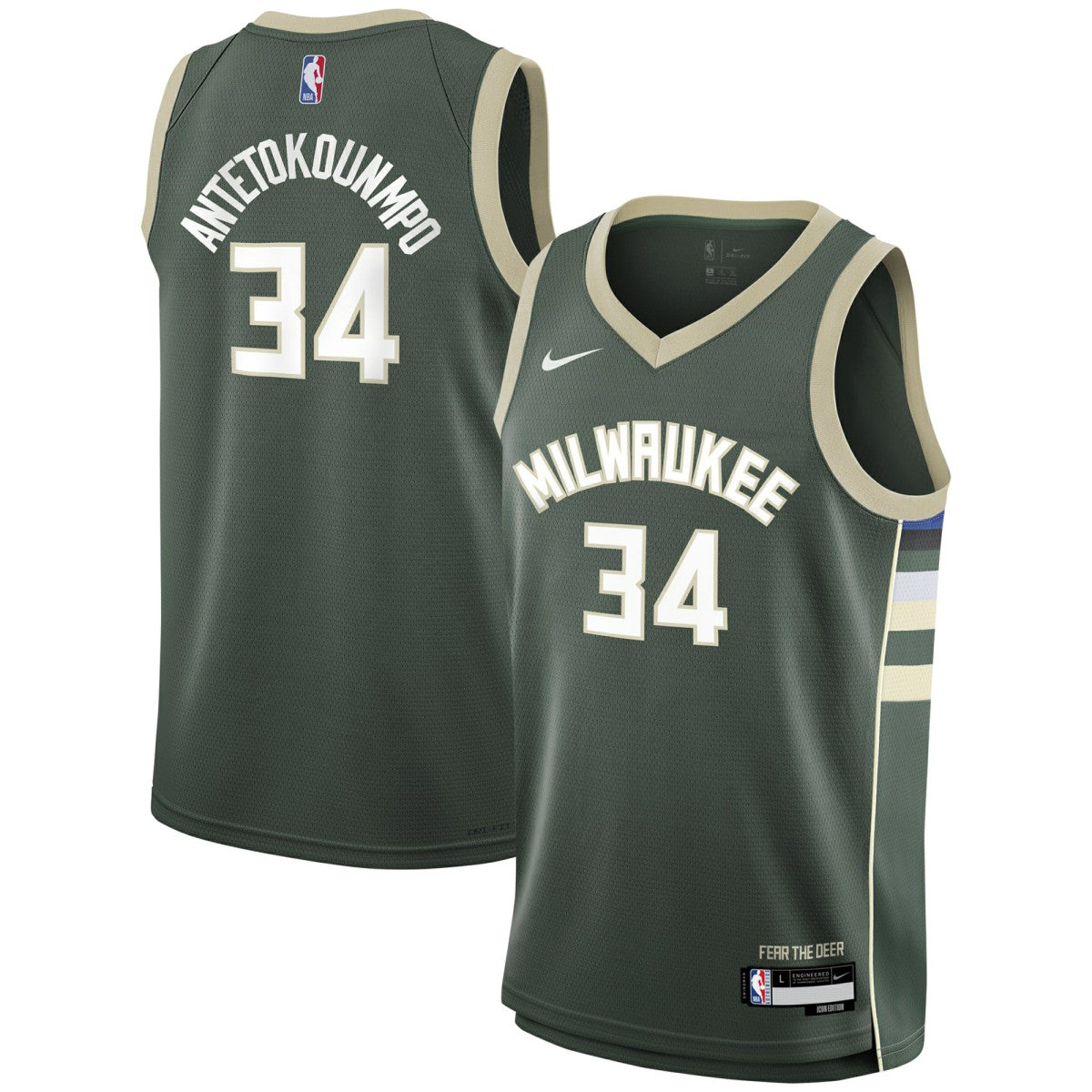 Giannis Antetokounmpo Milwaukee Bucks Youth Swingman Jersey Icon Edition Hunter Green | Nike discount