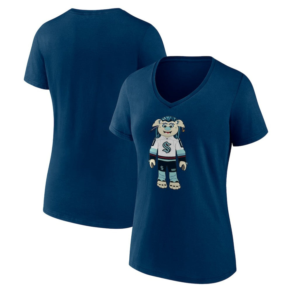 Seattle Kraken Women's Mascot Buoy V-Neck T-Shirt - Deep Sea Blue - NHL 200061633