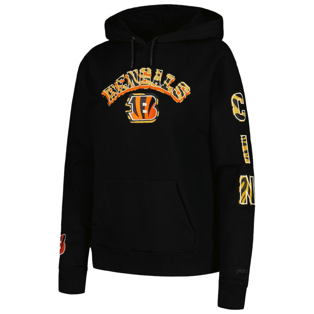 Cincinnati Bengals Pro Standard Women's Animal Print Fleece Pullover Hoodie Black