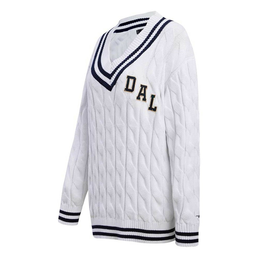 Dallas Cowboys Pro Standard Women's Prep V-Neck Pullover Sweater White
