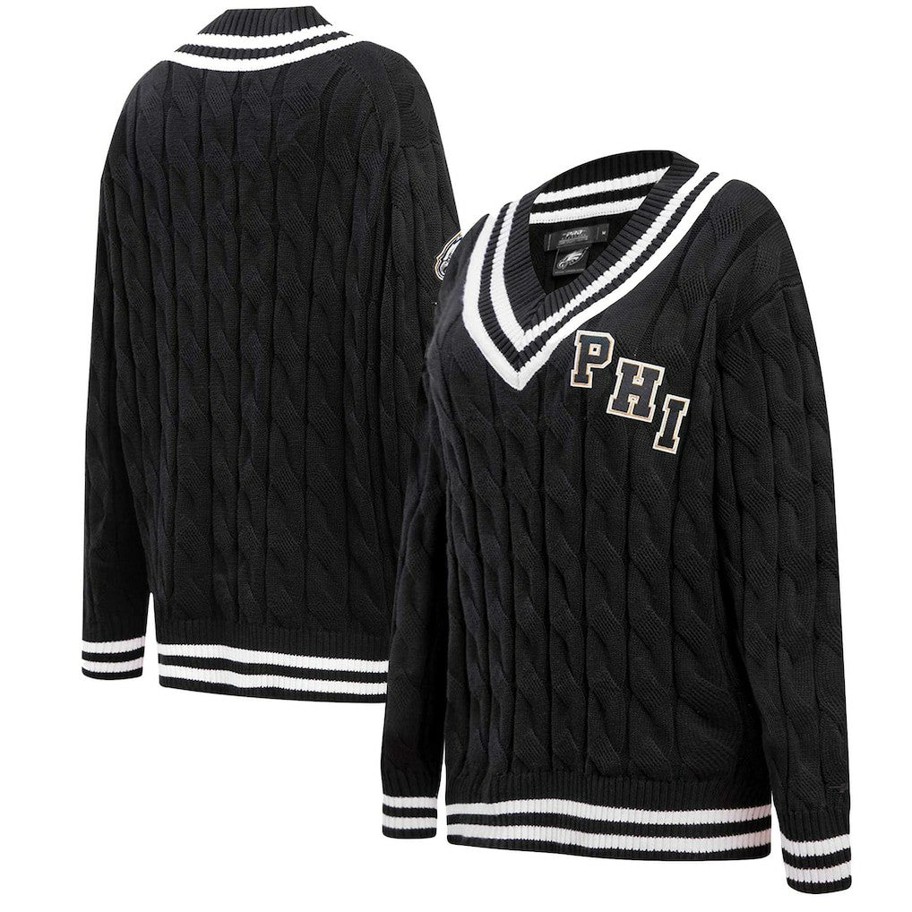Philadelphia Eagles Pro Standard Women's Prep V-Neck Pullover Sweater Black