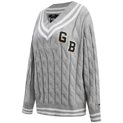 Green Bay Packers Pro Standard Women's Prep V-Neck Pullover Sweater Heather Gray
