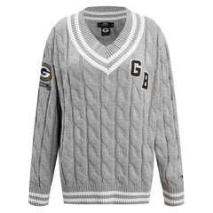 Green Bay Packers Pro Standard Women's Prep V-Neck Pullover Sweater Heather Gray