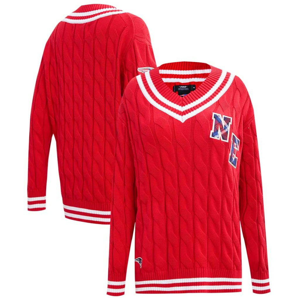 New England Patriots Pro Standard Women's Prep V-Neck Pullover Sweater Red
