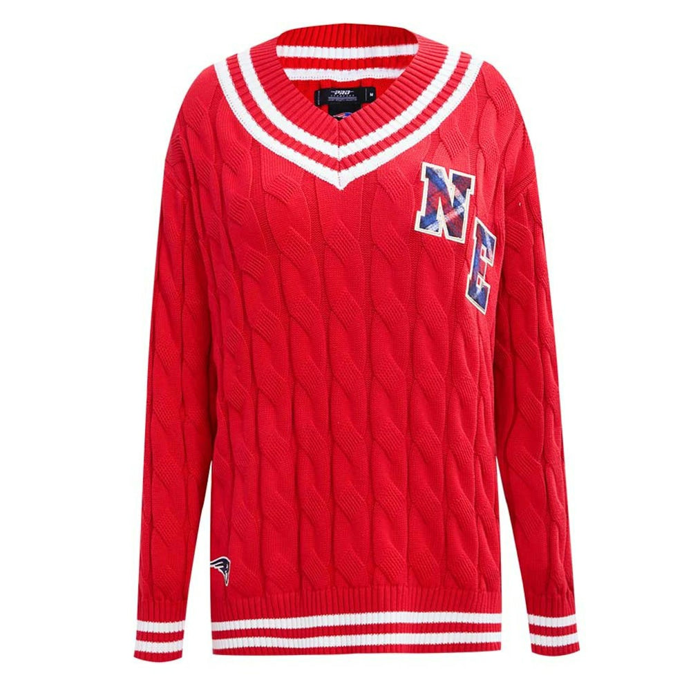 New England Patriots Pro Standard Women's Prep V-Neck Pullover Sweater Red
