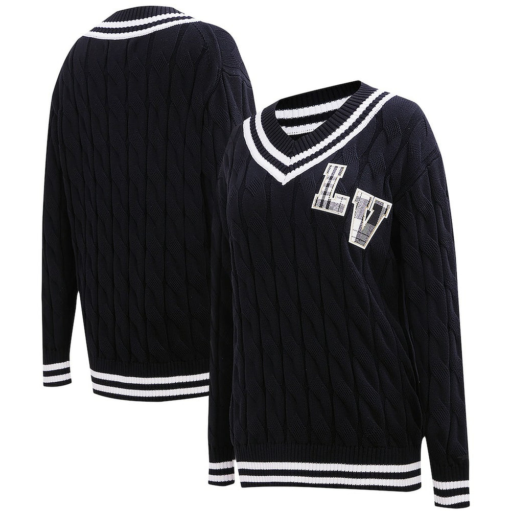 Las Vegas Raiders Pro Standard Women's Prep V-Neck Pullover Sweater Black