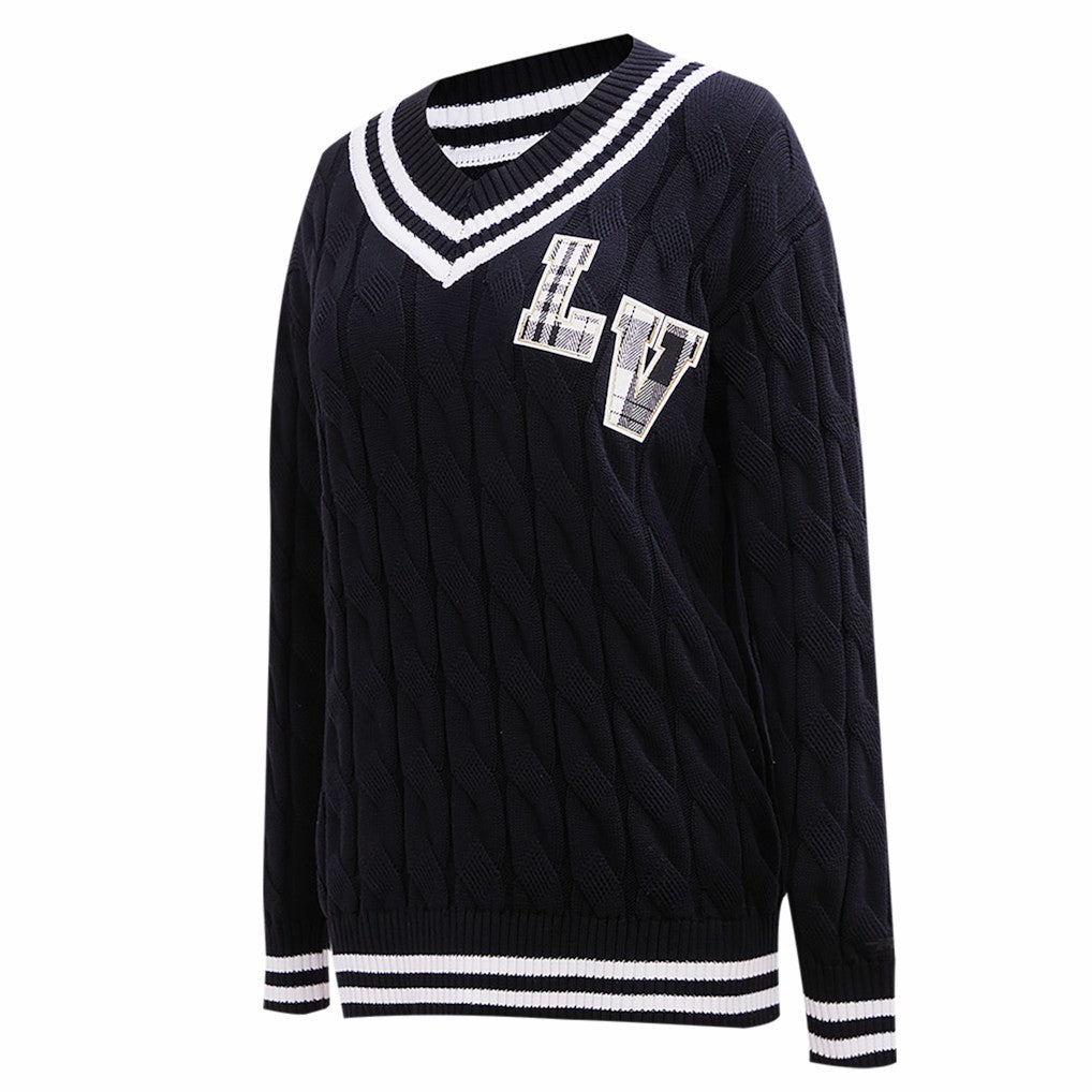 Las Vegas Raiders Pro Standard Women's Prep V-Neck Pullover Sweater Black