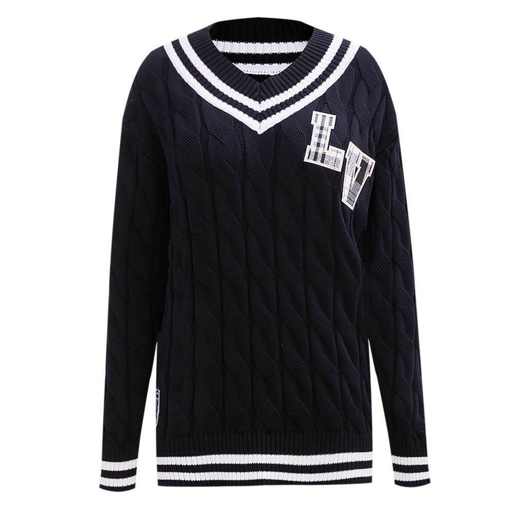 Las Vegas Raiders Pro Standard Women's Prep V-Neck Pullover Sweater Black