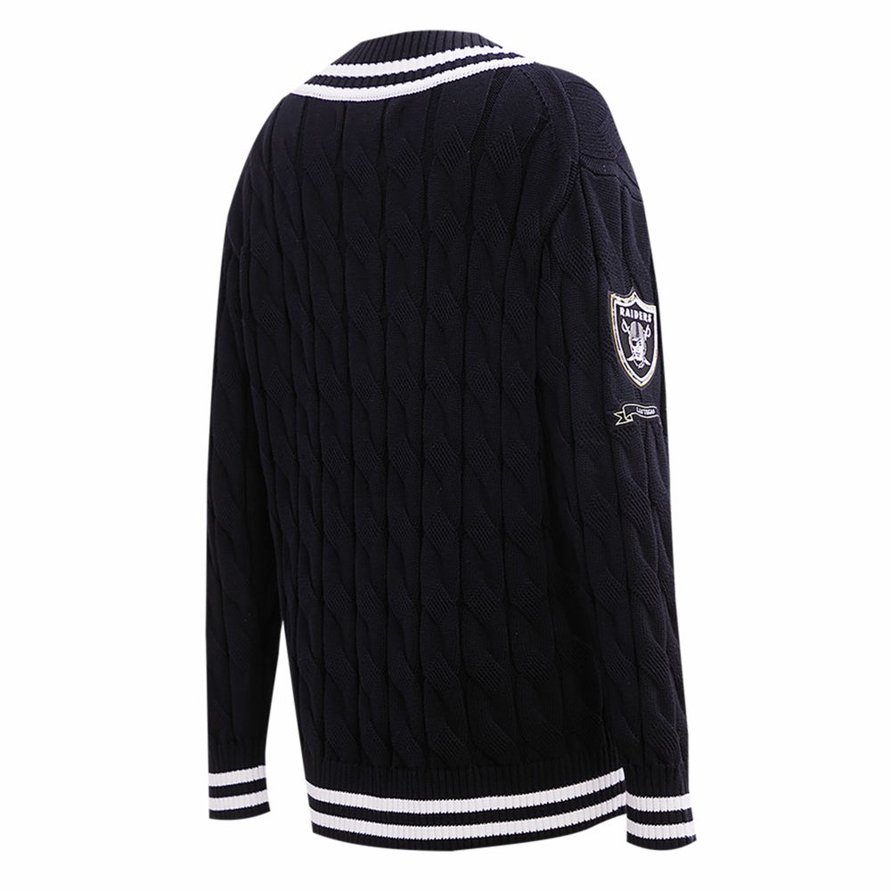 Las Vegas Raiders Pro Standard Women's Prep V-Neck Pullover Sweater Black