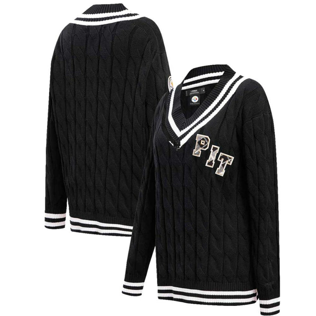 Pittsburgh Steelers Pro Standard Women's Prep V-Neck Pullover Sweater Black