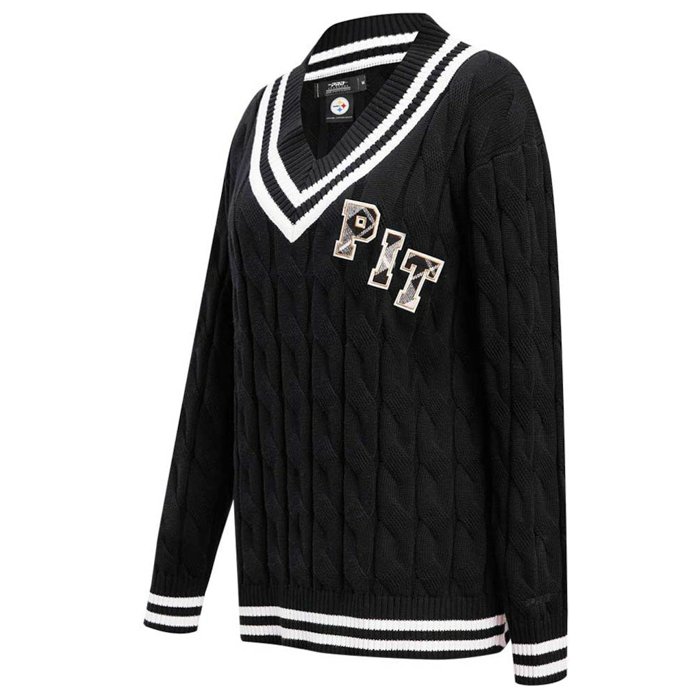 Pittsburgh Steelers Pro Standard Women's Prep V-Neck Pullover Sweater Black