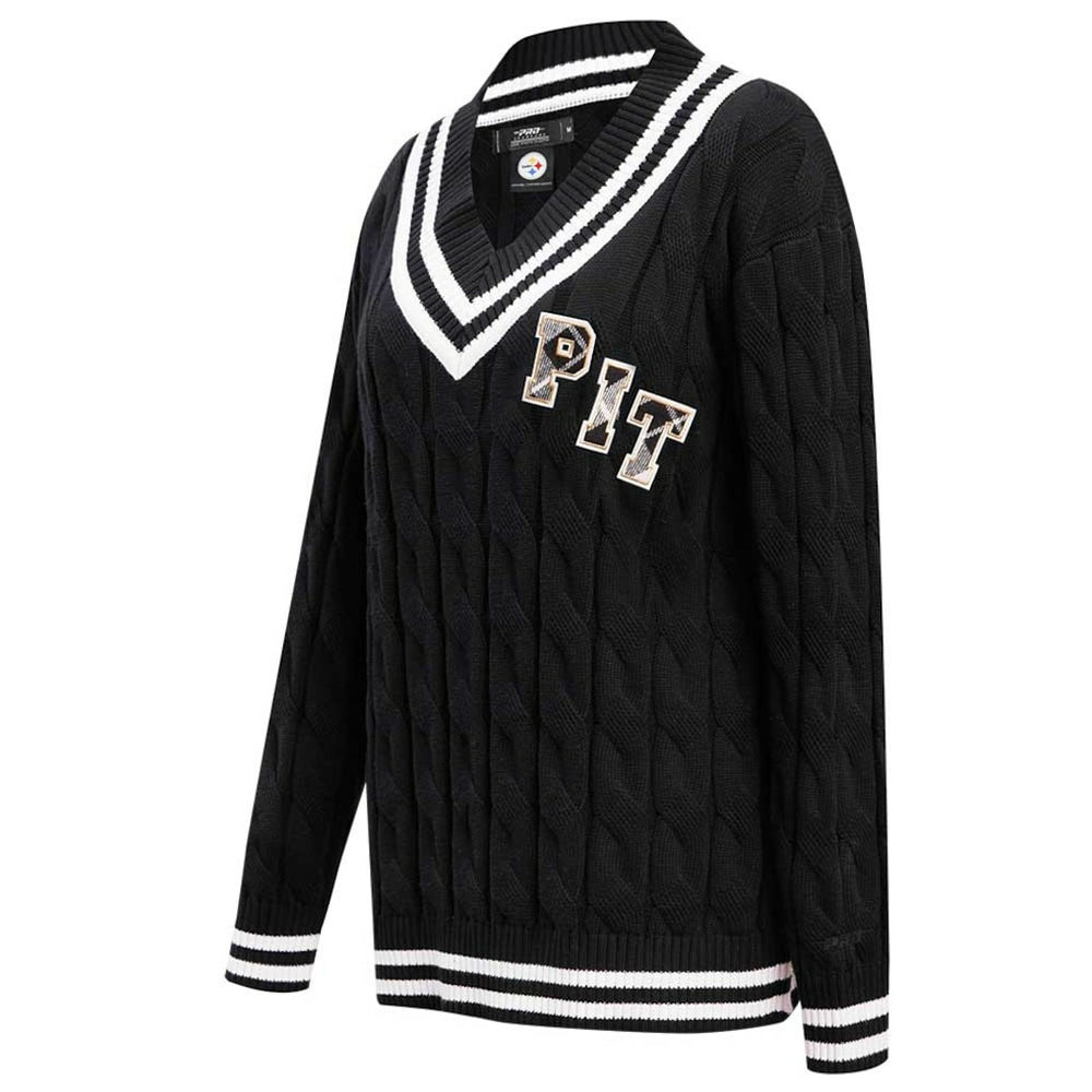 Pittsburgh Steelers Pro Standard Women's Prep V-Neck Pullover Sweater Black