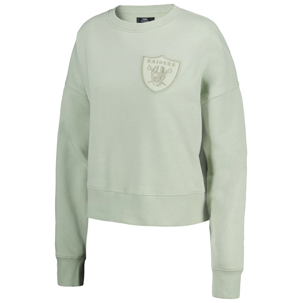 Las Vegas Raiders Pro Standard Women's Oversized Cropped Neutral Pullover Sweatshirt Light Green