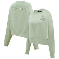 Minnesota Vikings Pro Standard Women's Oversized Cropped Neutral Pullover Sweatshirt Light Green