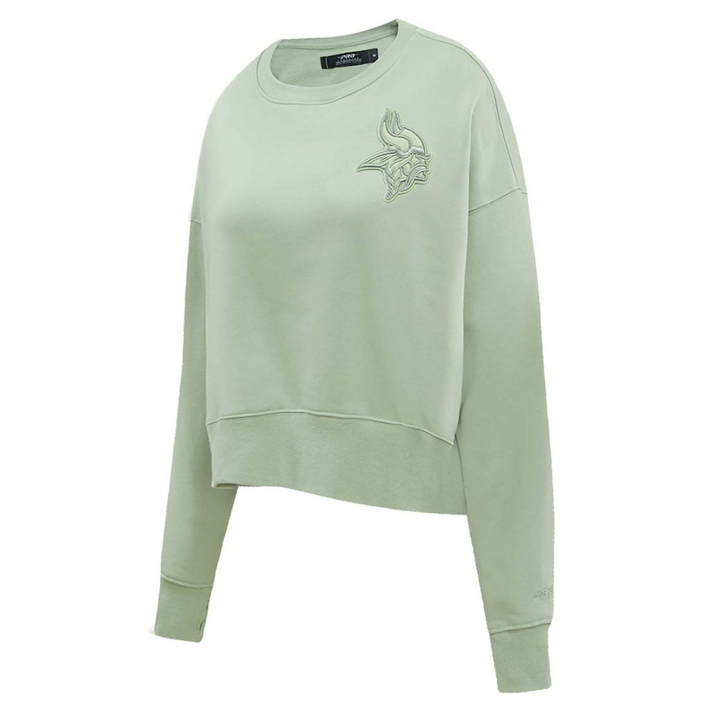 Minnesota Vikings Pro Standard Women's Oversized Cropped Neutral Pullover Sweatshirt Light Green