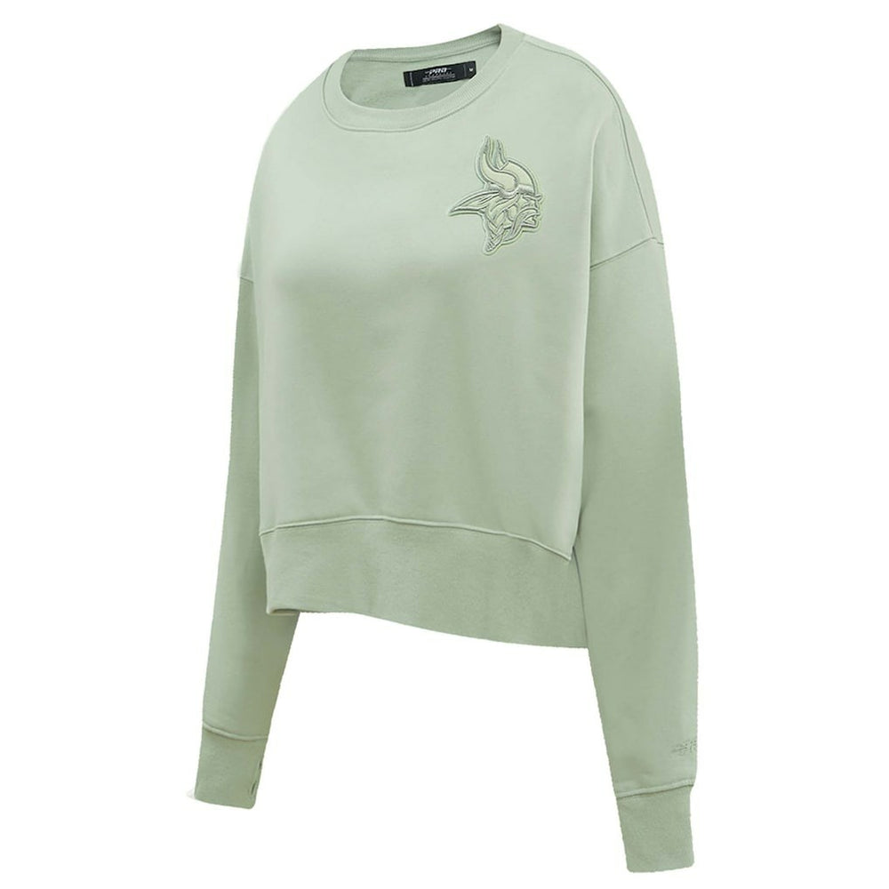 Minnesota Vikings Pro Standard Women's Oversized Cropped Neutral Pullover Sweatshirt Light Green