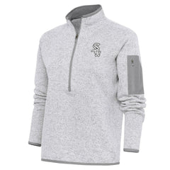 Chicago White Sox Antigua Women's Brushed Metallic Fortune Half-Zip Pullover Jacket - Heather Gray - MLB Sale