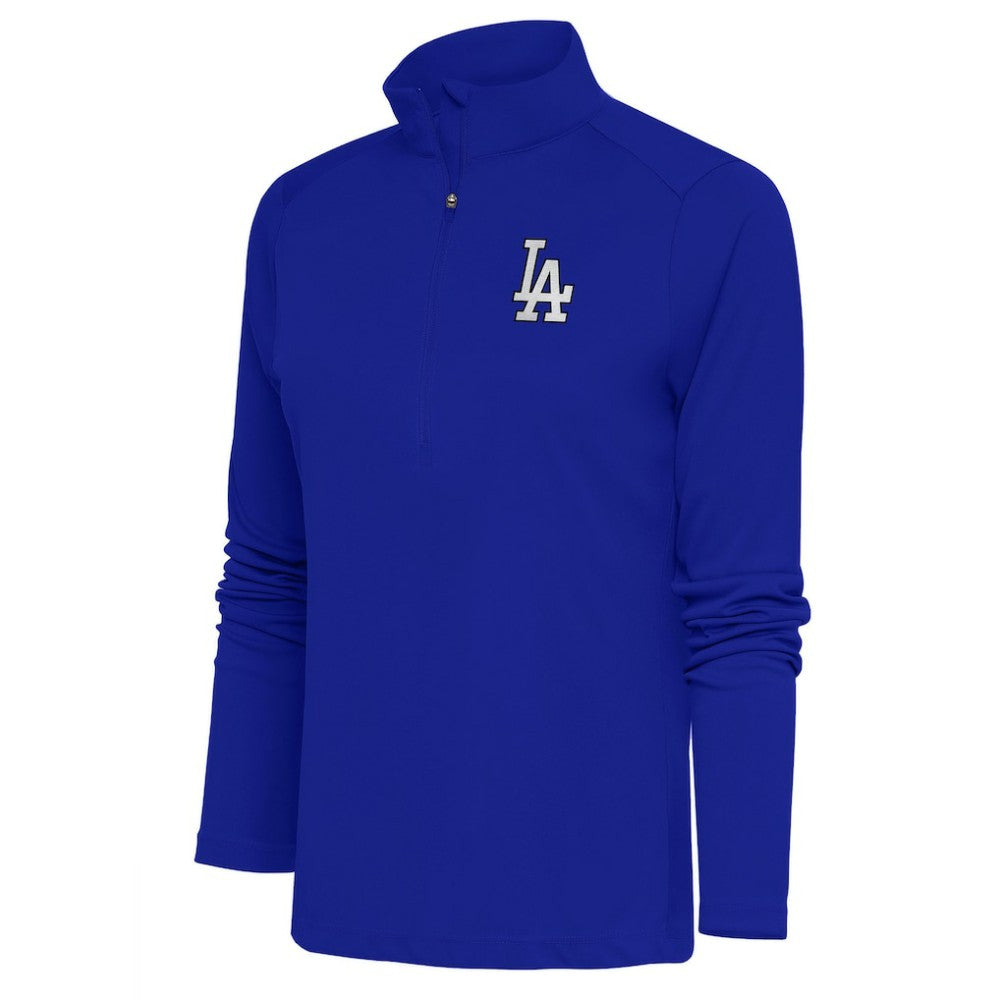 Los Angeles Dodgers Antigua Women's Brushed Metallic Tribute Half-Zip Pullover Top - Royal - MLB Online