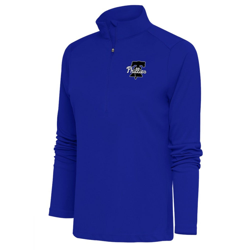 Philadelphia Phillies Antigua Women's Brushed Metallic Tribute Half-Zip Pullover Top - Royal - MLB on Sale