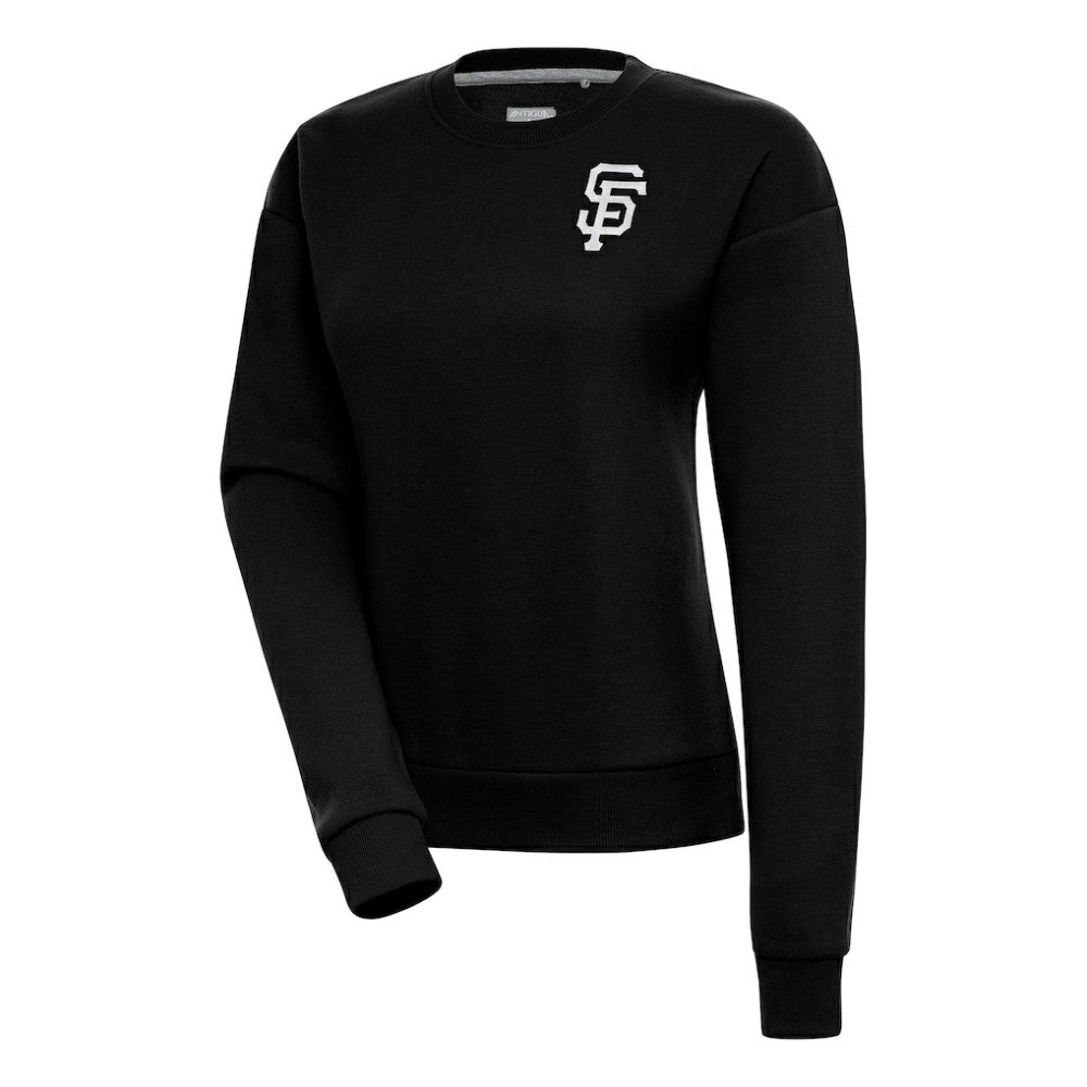 San Francisco Giants Antigua Women's Brushed Metallic Victory Pullover Sweatshirt - Black - MLB Lifestyle