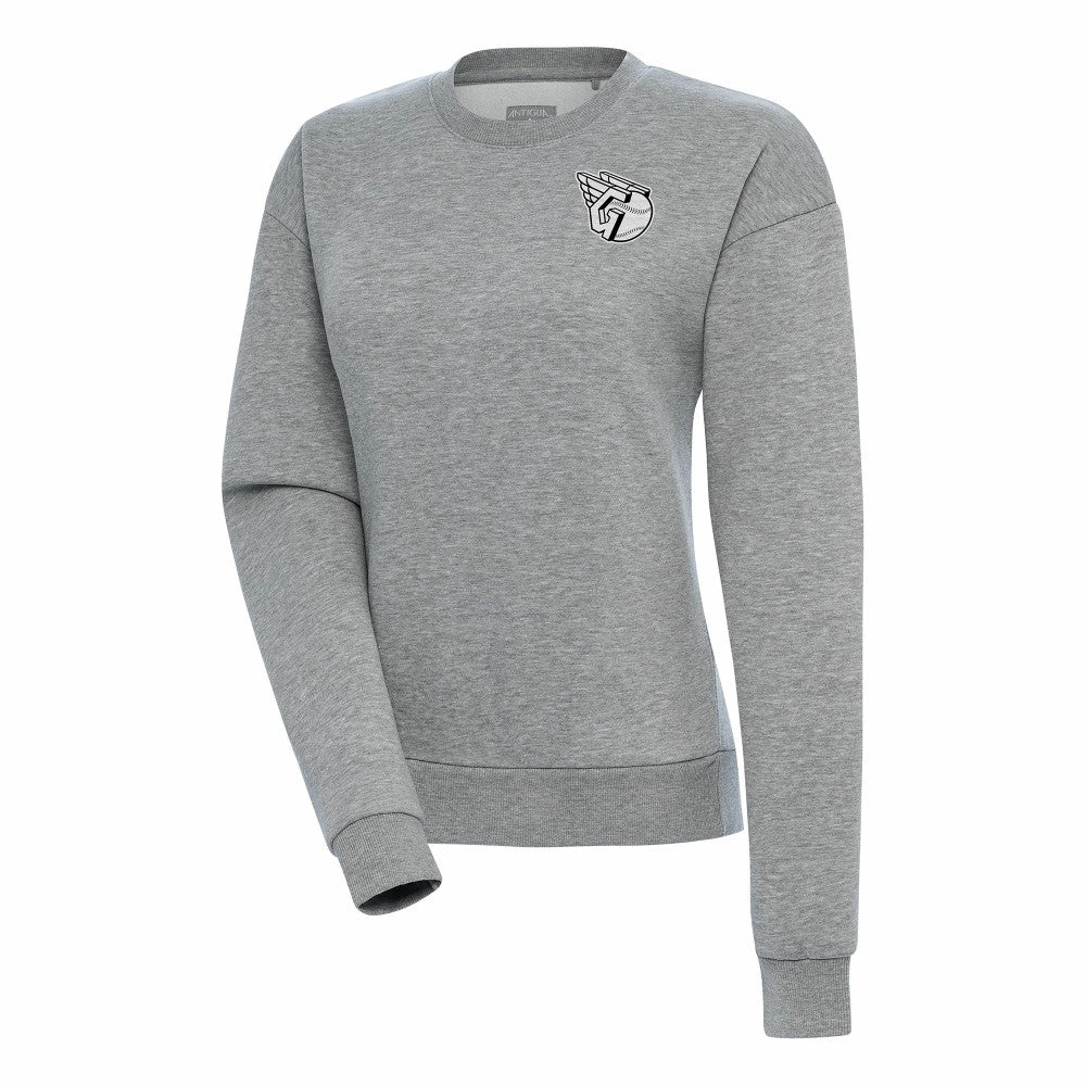 Cleveland Guardians Antigua Women's Brushed Metallic Victory Pullover Sweatshirt - Heather Gray - MLB Lifestyle
