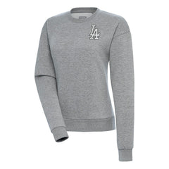 Los Angeles Dodgers Antigua Women's Brushed Metallic Victory Pullover Sweatshirt - Heather Gray - MLB Lifestyle