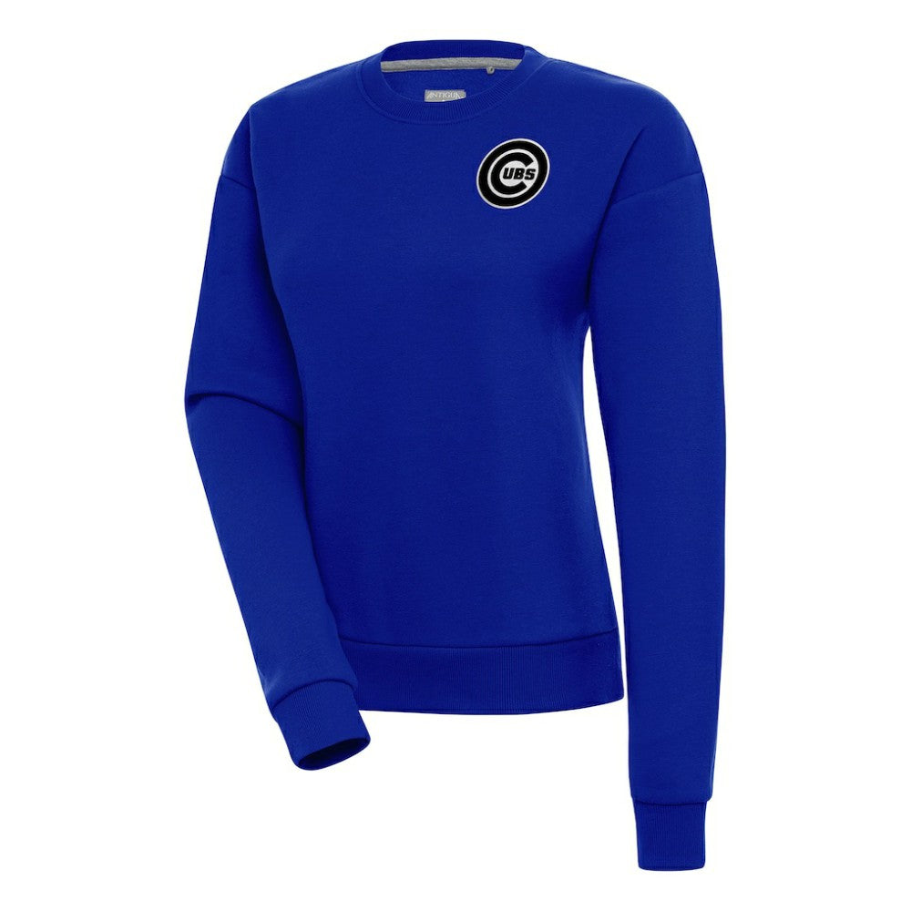 Chicago Cubs Antigua Women's Brushed Metallic Victory Pullover Sweatshirt - Royal - MLB Discount