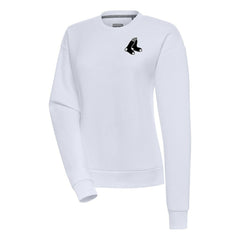 Boston Red Sox Antigua Women's Brushed Metallic Victory Pullover Sweatshirt - White - MLB Lifestyle