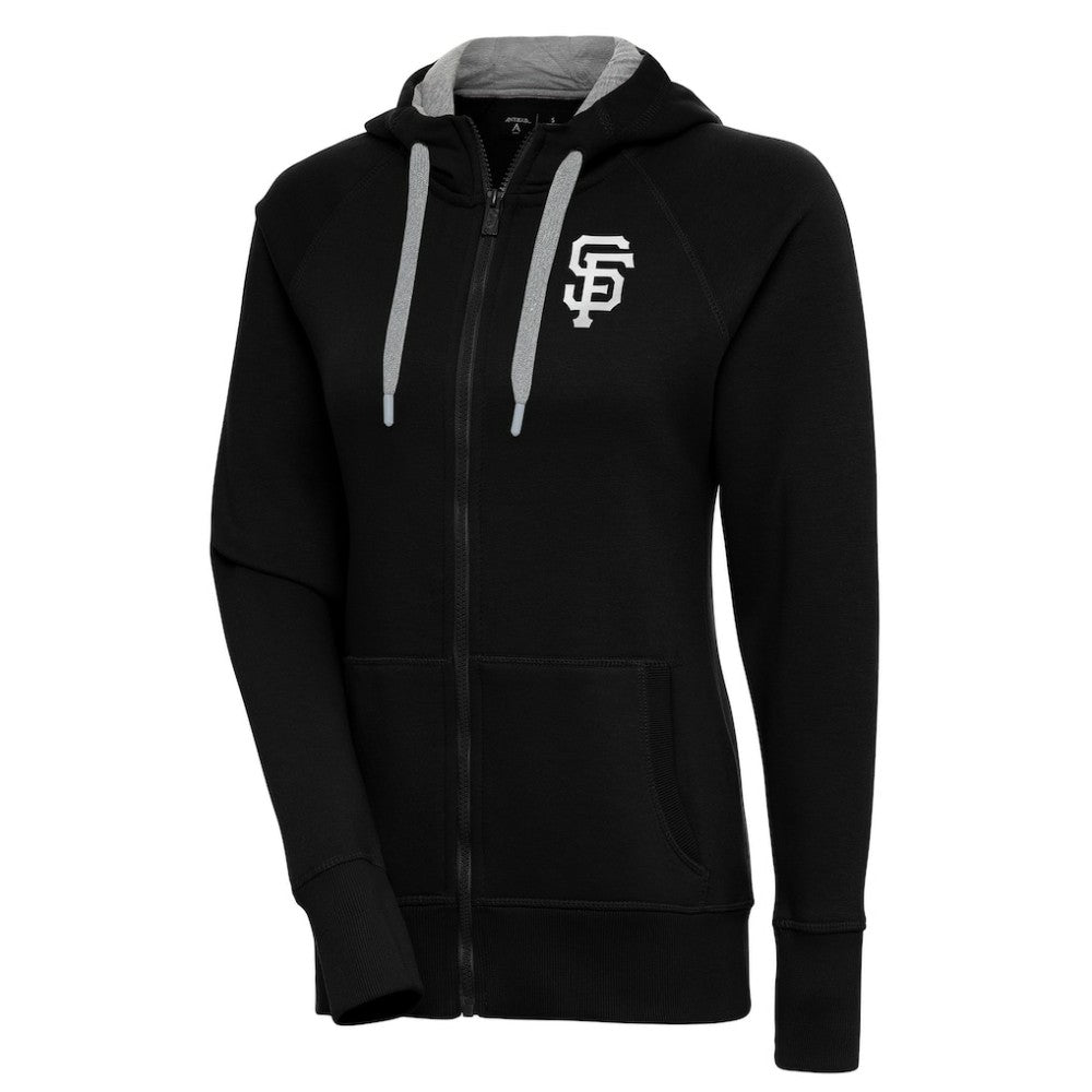 San Francisco Giants Antigua Women's Brushed Metallic Victory Full-Zip Hoodie - Black - MLB Discount